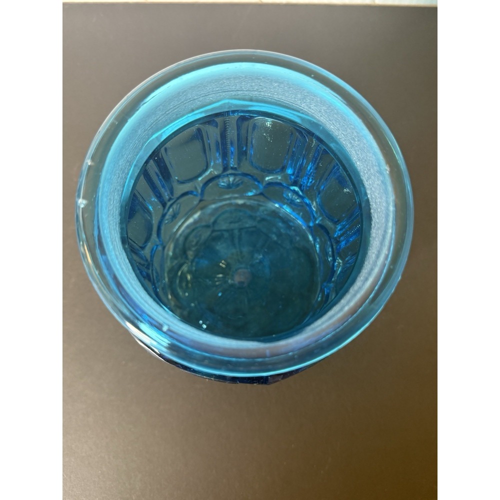 Moon and Stars L.E. Smith Blue Teal Glass 7-1/2" Canister NO LID - Picture 8 of 10